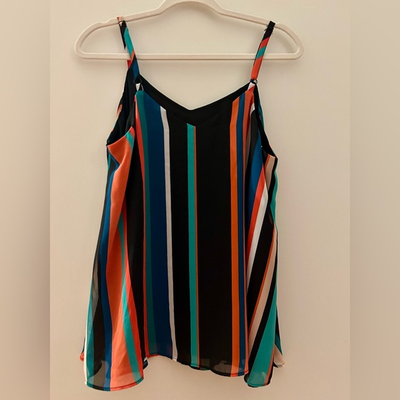 TORRID Sophie Chiffon Multi Color Swing Striped Cami, Medium (Torrid Size 00) - Picture 7 of 9